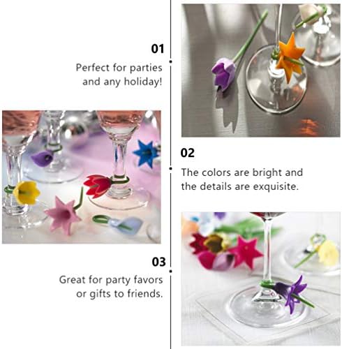 זכוכית כוסות 6 יחידות פרח יין קסמי סיליקון יין סמן פרחוני יין תגיות זיהוי גביע לשתות סמני לחתונה