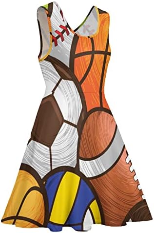 באיקוטואן כדורסל אמריקאי כדורגל כדורגל כדורעף בייסבול נשים של חוף טנק שמלת מיני נדנדה מודפס ללא שרוולים