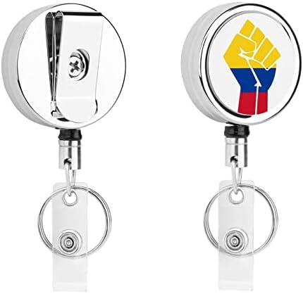 קולומביה דגל להתנגד תג מחזיק סליל עם חגורת קליפ מפתח טבעת נשלף מתכת שם מזהה כרטיס מחזיק