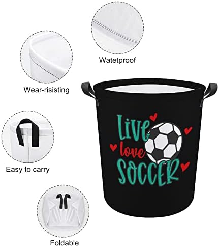 לחיות אהבת כדורגל כדורגל סל כביסה מתקפל סל כביסה סל אחסון תיק עם ידיות
