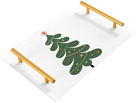 מגש אמבטיה אקרילי של Dallonan, עצי חג מולד מלבניים כוכבי חג המולד מגשים דקורטיביים עם ידיות זהב למטבח אוכל סלון