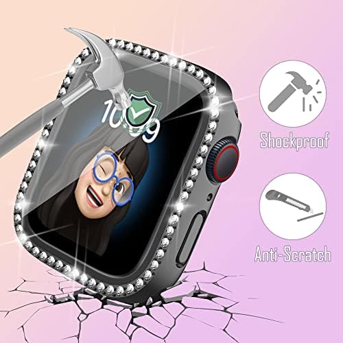 Tiorecime 8 מארז חבילה לסדרת Apple Watch SE 2022/6/SE/5/4 40 ממ עם מגן מסך זכוכית מזג, פרימיום נצנצים יהלום