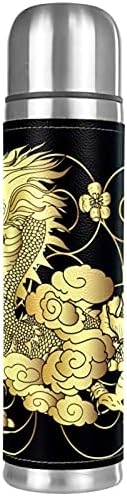 ספל מבודד ואקום נירוסטה, בקבוק מים מסורתי של דרקון סיני מסורתי לתרמוס משקאות חמים וקרים לילדים