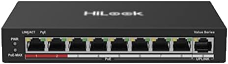 מתג Hilook 8-PORT מהיר Ethernet מתג POE ללא מנוהל, 8x יציאות POE של 100 מגהביט לשנייה & 1x 100