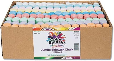 תיבת ענק ברחבי העולם של גיר מדרכה ג ' מבו, 126 חתיכות, 9 צבעים - סט בתפזורת צבע להתיז חיצוני גיר צבעוני