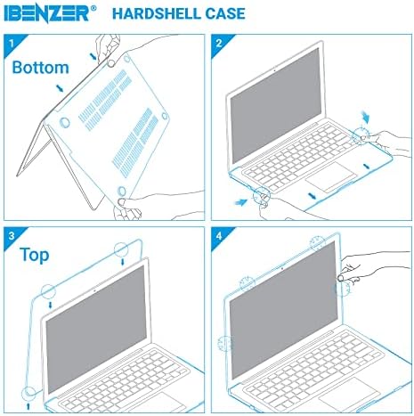 Ibenzer תואם לגרסה הישנה MacBook Air Case 13 אינץ '. דגמים: A1466 / A1369, מארז מעטפת קשה מפלסטיק עם כיסוי מקלדת