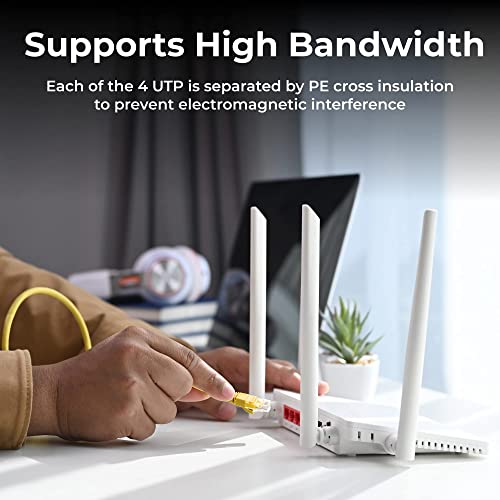 כבל MAXLIN CAT6 כבל אתרנט למשחקים 25ft LAN צבעוני רשת טלאי, כבל אינטרנט במהירות גבוהה, UTP, RJ45, 24AWG,