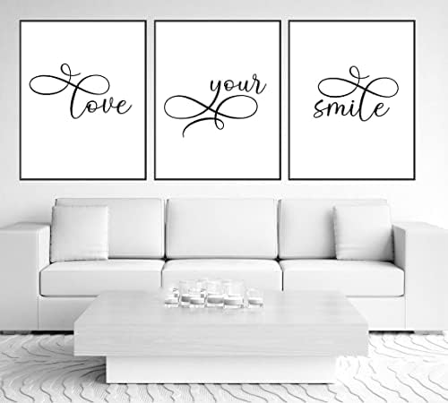 3 חתיכות אהבה שלך חיוך פוסטר שיניים ציטוטי ציור שיניים הלבנת בד תמונות יצירות אמנות עבור שיניים משרד בית