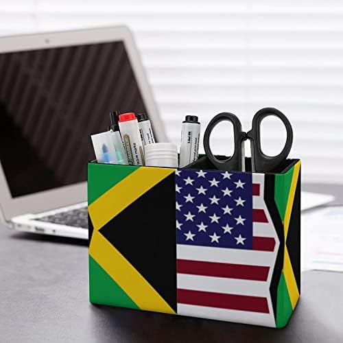ארצות הברית וג ' מייקה דגל עור מפוצל עיפרון מחזיק תכליתי שולחן העבודה עט כוס מיכל מארגן שולחן