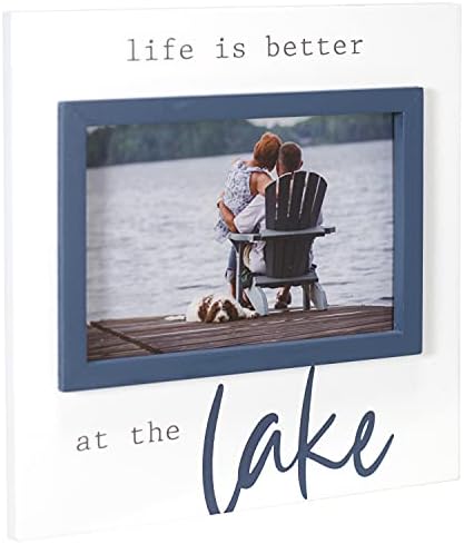 מאלדן אינטרנשיונל עיצובים 4 על 6 החיים טובים יותר באגם ביטויים מסגרת תמונה לבנה וכחולה