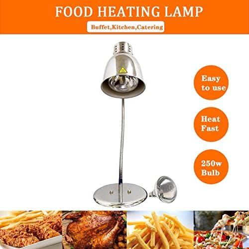 מנורת חום נורה יחידה למזון 250 וואט מזנון מחממים מזנון אור חמים יותר לצ'יפס, אוכל מטוגן, פיצה, סופגניות, פסטות