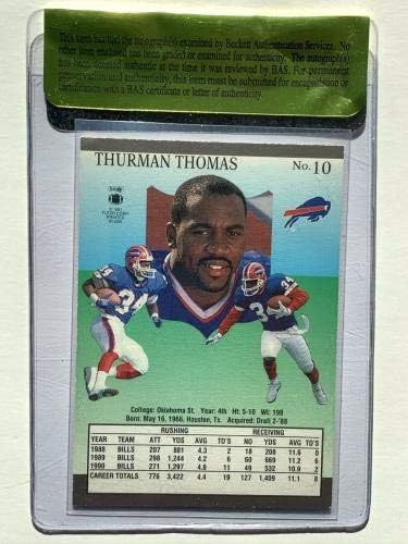 תורמן תומאס חתם 1991 Fleer Ultra Card Buffalo Bills כדורגל Beckett - NFL כרטיסי כדורגל עם חתימה