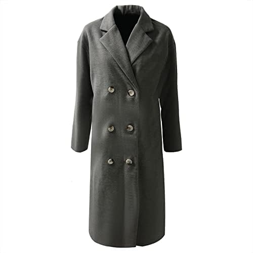 מעילי חורף לנשים דש דש כפול חזה מעיל טרנץ