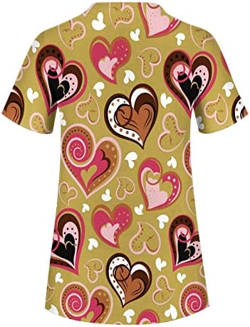 נשים של לשפשף חולצות האהבה יום אהבה לבבות חמוד חולצה קיץ קצר שרוולים בגדי עבודה אחות טיז חולצות