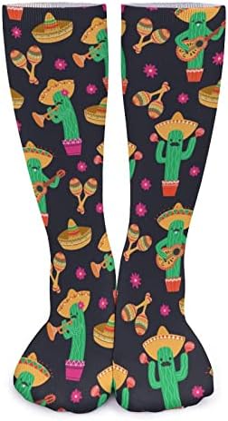 WeedKeycat חמוד מצחיק קקטוס מקסיקני גרביים עבות חידוש הדפס מצחיק גרפי גרפי חמים אמצע גרביים לחורף