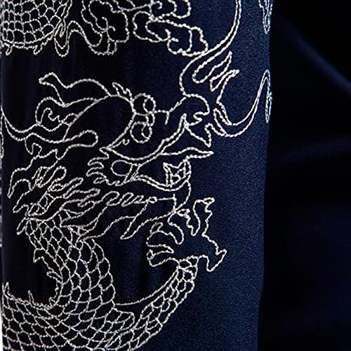 חולצות שמלת גברים חולצת רקמה דרקון סינית פונה לאופנה