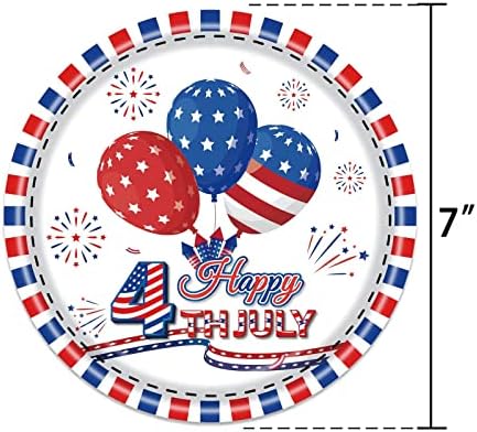 צלחות נייר פטריוטיות 4 ביולי, ארוחות פלטות חד פעמיות של דגל אמריקה המגישות כלי שולחן למגש למסיבות יום
