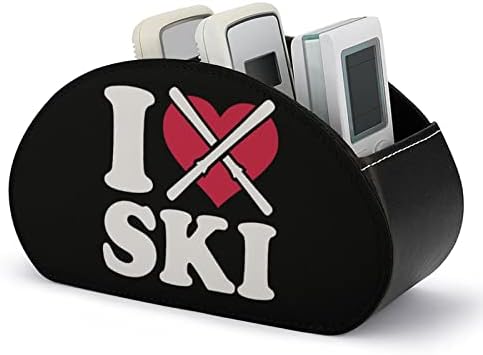 אני אוהב סקי גולש שלט רחוק קופסת אחסון רב -פונקציונלי עור PU טלוויזיה טלוויזיה מרחוק תיבת מארגן שולחן עבודה