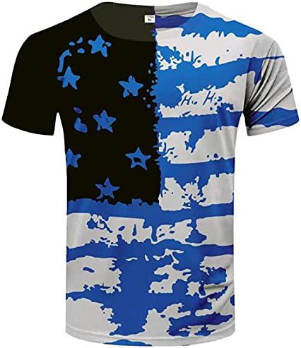 XXBR יום העצמאות לגברים יום שרוול קצר חולצות, גברים 4 ביולי דגל אמריקאי צמרת חולצה מודפסת מודפסת
