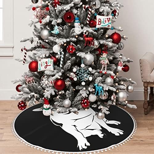 חצאית עץ עץ עץ חג המולד של בולדוג בצרפתית פומפום חצאית עץ חג המולד. קוטר 30/36/48 אינץ '