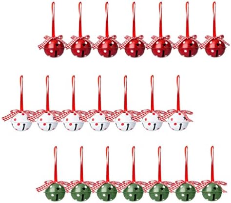 Valiclud 24 יחידות חג המולד פעמוני ג'ינגל מתכת מתכת חג המולד דלת דלת קולב קישוט לבן ירוק ירוק פעמון