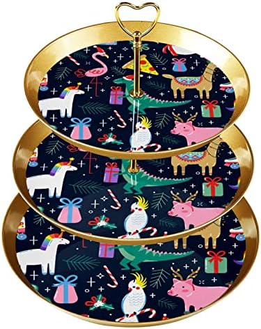 Dragonbtu 3 דוכן קאפקייקס שכבה עם מוט זהב מוט פלסטיק מגד מגדל קינוחים לחג המולד אגודה לבעלי חיים, תצוגת סוכריות