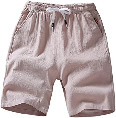 מכנסיים קצרים בקיץ לחוף לקיץ פשתן קל משקל קלאסי קלאסי מתאים למכנסיים קצרים עם חופשה עם כיס עם כיס