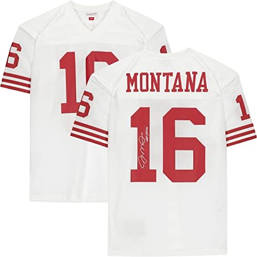 ג'ו מונטנה סן פרנסיסקו 49ers חתימה מיטשל לבן וג'רזי אותנטי עם כתובת HOF 2000 - גופיות NFL עם חתימה