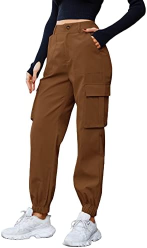 מכנסי מטען עם מותניים מזדמנים של נשים מקמכיות מכנסי מטען עם כיסים עם כיסים