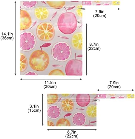 חיתול בד סוזיו שקיות יבשות רטובות צבעי מים הפירות לימון לימון אטום לשקיות רטובות לשימוש חוזר עם שני כיסים רוכסנים