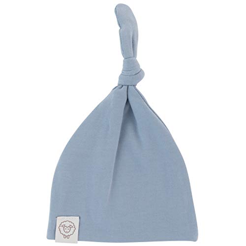 Adrienne Vittadini Bambini Jersey Spandex Spandex Swaddle שמיכות 40 x40 עם כובע קשר לתינוק - מוצק כחול - פנטון,