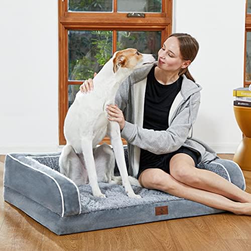 מיטות כלבים של יירוקה לכלבים גדולים במיוחד, קירור אפור מיטת כלבים גדולה, מיטת כלבים רחיצה עם רצועות