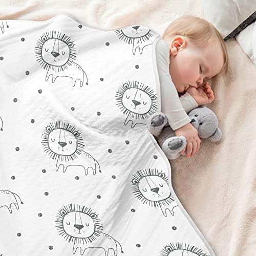 נקודות אריה חמודות של Cataku שמיכה לתינוקות לבנים בנות שמיכות פעוטות כותנה מיטה לזרוק שמיכת תינוק רכה וחמה