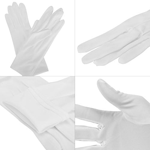 סנקרי 3 זוגות לבן ניילון כותנה כפפות מצעד כפפות פורמליות תלבושות טוקסידו תכשיטי פיקוח כפפות