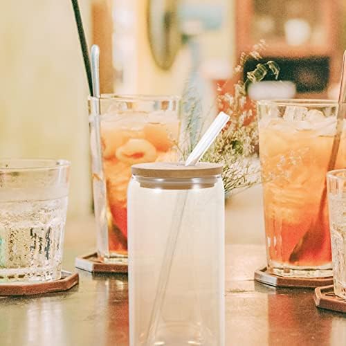 לוקשיני זכוכית מייסון צנצנות עם מכסה עץ וקש יכול בצורת זכוכית כוסות יכול כוס שייק כוסות שתיית משקפיים לבית