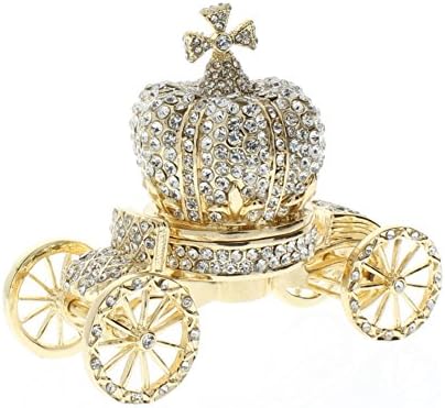 סינדרלה קראון קופסת תכשיטים, כל סברובסקי ברור שהתגבש מעל בדיל, הכתר ניתן לניתוק מכרכרה, ציפוי זהב, מושלם