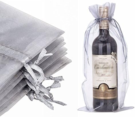 בלולו אורגנזה יין בקבוק שקיות יין מתנת שקיות 6.5 על ידי 15 אינץ, זהב, כסף ויין אדום, 24 חתיכות