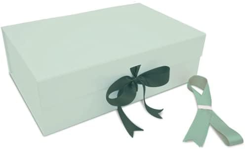 חבילת גאון נייר של 2-קופסת מתנה יוקרתית-14 על 9.5 על 4.5 אינץ' - עם 2 סרטי סאטן / קופסאות מתנה למתנות / קופסאות