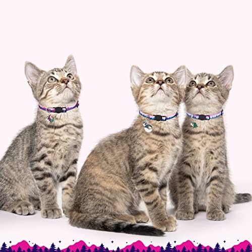 נוף טבעי נוף סדרת הבדלני חתול צווארון עם פעמונים, רך מתכוונן חתלתול קולרים לחתולים גורים יומי לובש