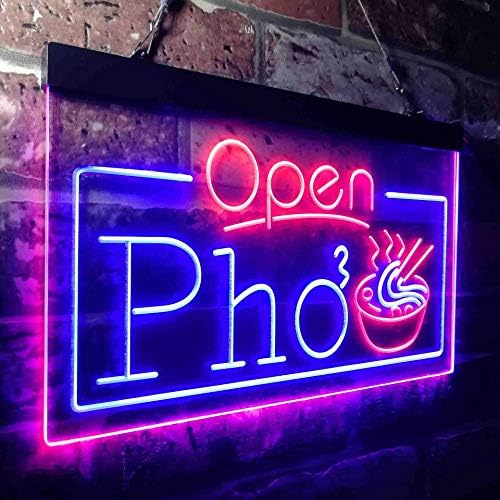 ADVPRO פתוח פו וייטנאם חנות נודלס צבע כפול LED שלט ניאון כחול ואדום 24X16 אינץ 'ST6S64-I3655-BR