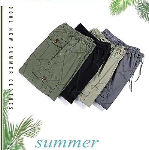 מכנסיים קצרים לגברים של ymosrh קיץ כושר מזדמן בקיץ פיתוח גוף מכנסיים קצרים לכיס מודפסים מכנסיים