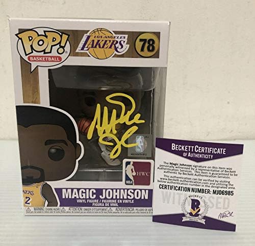 מג'יק ג'ונסון חתום על חתימה לוס אנג'לס לייקרס פאנקו פופ NBA בקט COA 9 - צלמיות NBA עם חתימה
