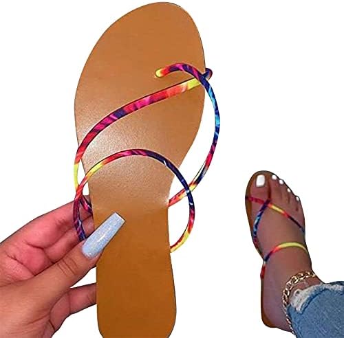 סנדלי גלדיאטור נשים קיץ חוף חוטיני שטוח רומאי כפכפים רומאים נעלי בוהן פתוחות סנדלים לנשים נעלי בית לבוש