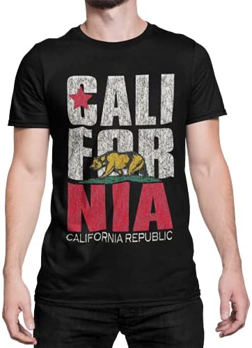 חולצת טריקו של הרפובליקה בקליפורניה לקליפורניה לגברים - קליפורניה דגל דגל סטייט חולצת שרוול קצר