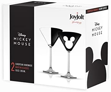 Joyjolt Disney Disney Mickey Mouse Martini משקפיים, כוסות שתייה של קריסטל אירופיות סט של 2,