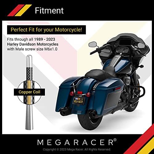 Mega Racer 4.7 אנטנת אופנוע סיבי פחמן מכסף עבור הארלי דוידסון כל הדגמים 1989-2022, אנטנה החלפת