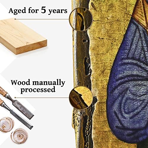 סמל אורתודוקסי מעץ בעבודת יד-סנט אנדרו-גודל 11 סלו 7.9 - סגנון מסורתי אותנטי ואפקט וינטג