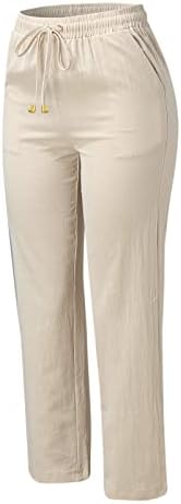 יאנגקיג'י נשים מכנסיים מזדמנים מכנסיים אלסטיים מוצקים ישרים מכנסי יוגה רגל רחבים ארוכים