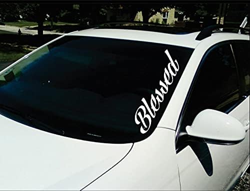 Uusticker מבורך בשמשה קדמית ויניל מדבקה מדבקה חלון מכונית לבן לבן