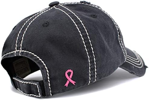 מודעות לסרטן שד סרט ורוד נלחמים בתקווה כובע בייסבול וינטג 'כובע נשים כותנה מתכווננת